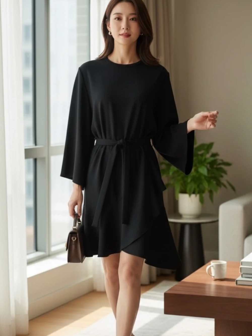 IRO Women’s Black Bell Sleeve Swing Dress Size 36